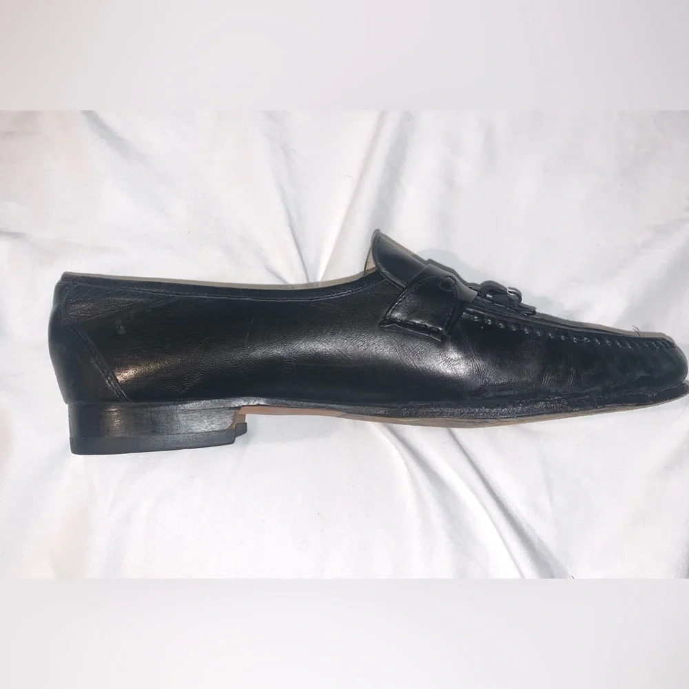 E.T. Wright Woven Vamp black leather Vintage loafers with tassels Size 11